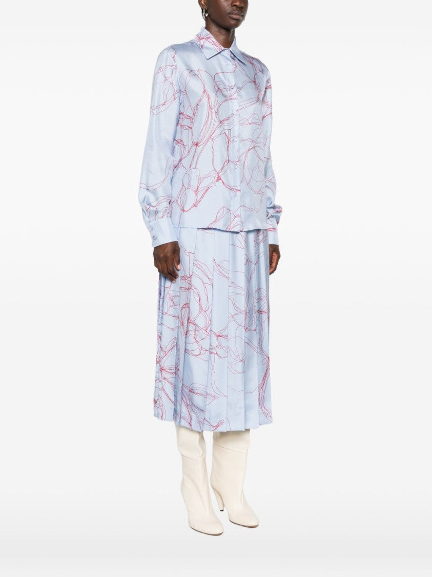 Fabiana Filippi Light Blue Silk Abstract Floral Shirt