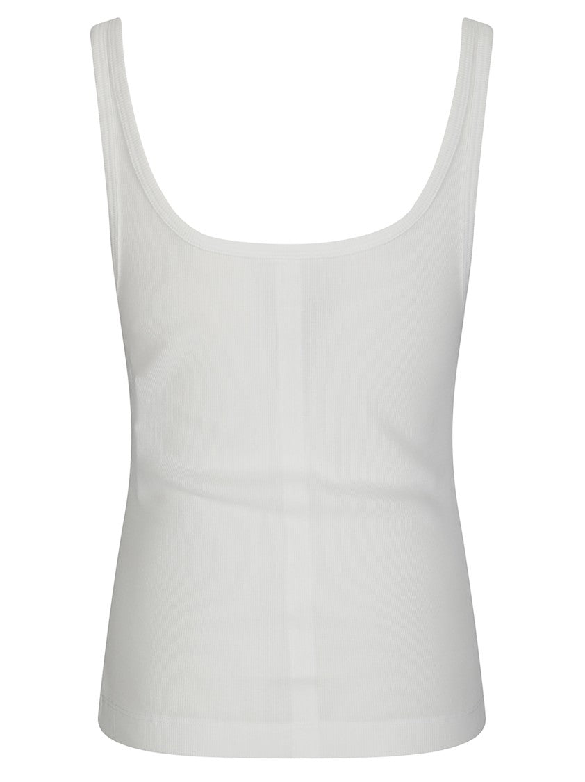 Mm6 By Maison Margiela Sleeveless Ribbed Cotton Tank Top With Crew Neck