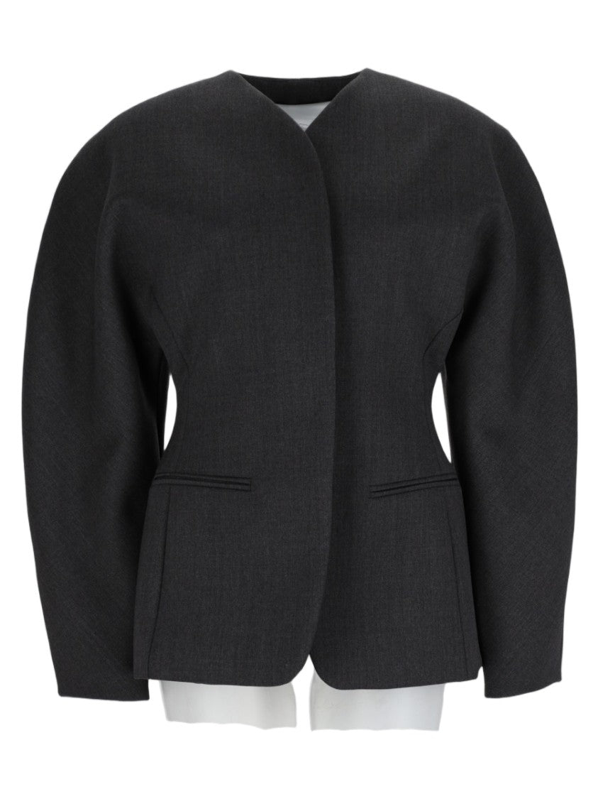 Jacquemus Charcoal Voluminous-Sleeve Viscose-Blend Jacket