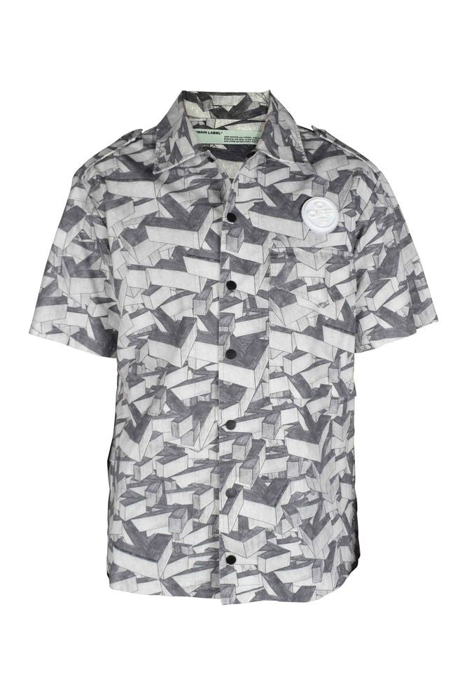 Off-White Short-Sleeved Gray Shirt With 3D Arrow Pattern