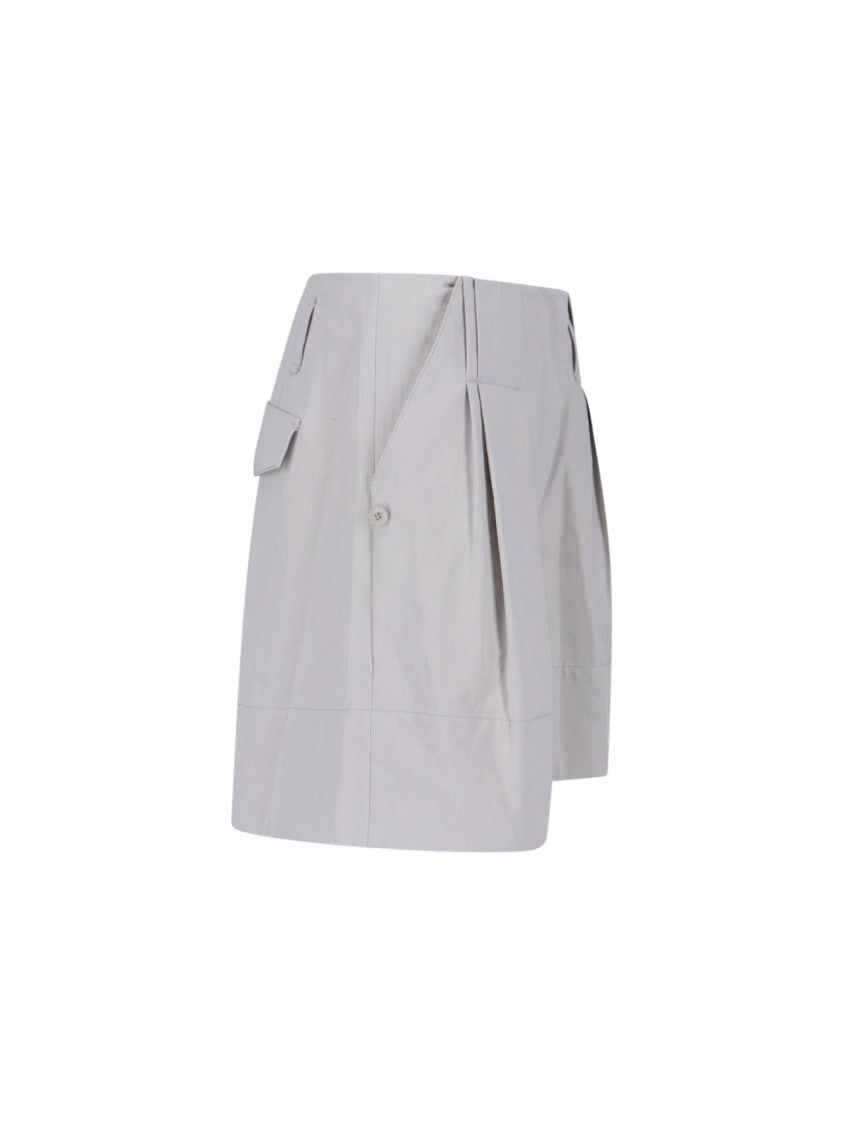 Low Classic Grey Mid-Rise Tailored Pleated Shorts