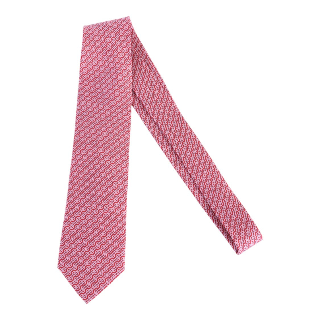 Ferragamo Slim Red Geometric Pattern Necktie