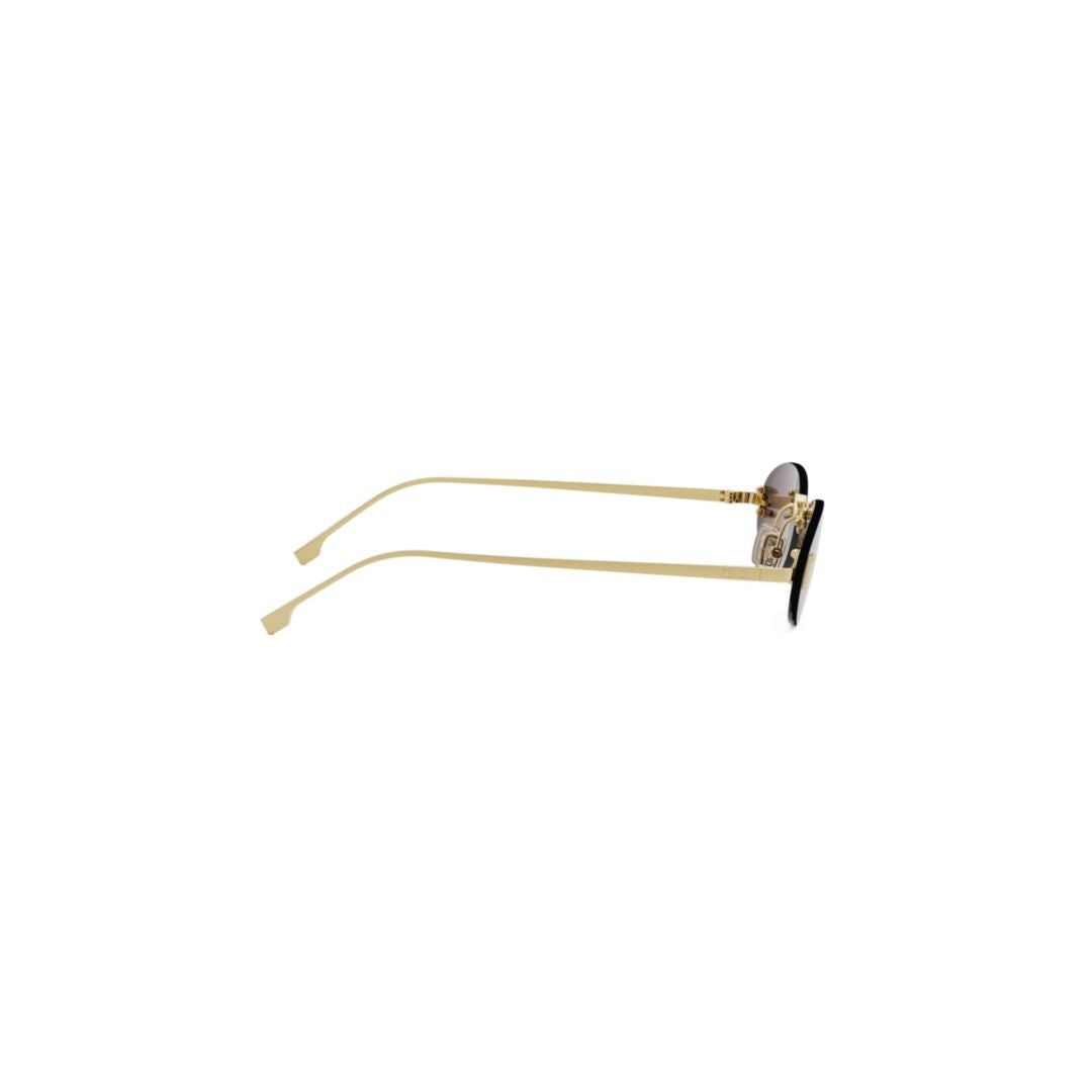 Fendi Oval Lens Sunglasses With Gold-Toned Frame And Tinted Lenses