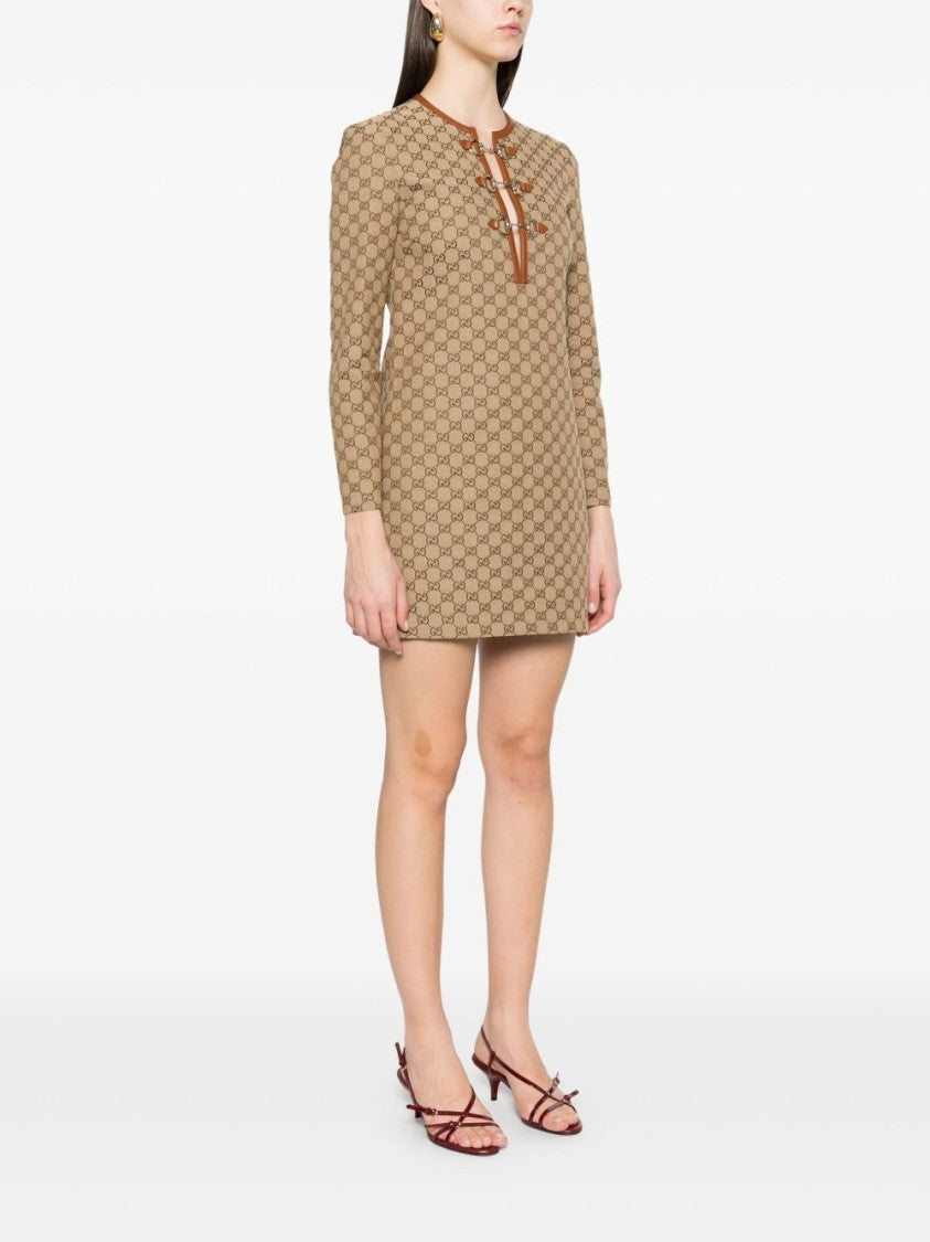 Gucci Gg Canvas Dress With Horsebit