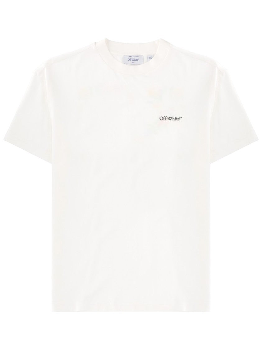 Off-White Crew Neck Cotton Floral Back T-Shirt