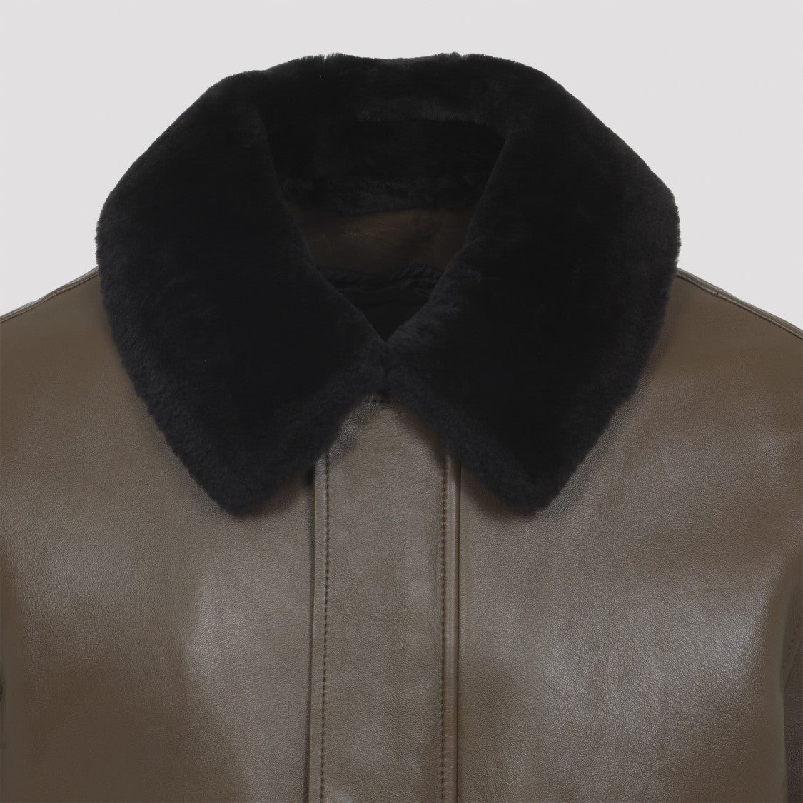 Yves Salomon Brown Lamb Leather Jacket With Furry Collar