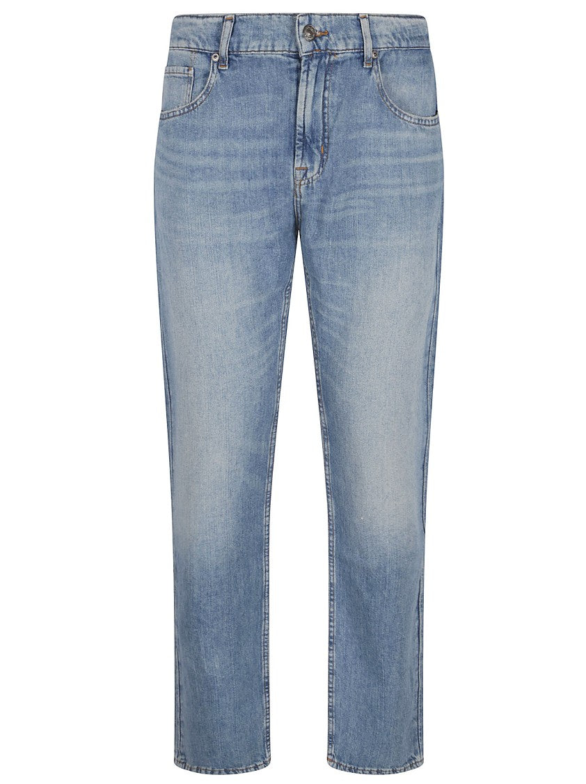 7 For All Mankind Tapered Light Linen Denim Jeans