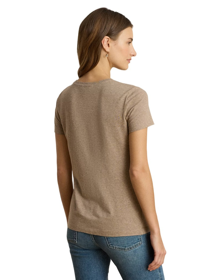 Lauren Ralph Lauren Heathered Beige Short Sleeve T-Shirt