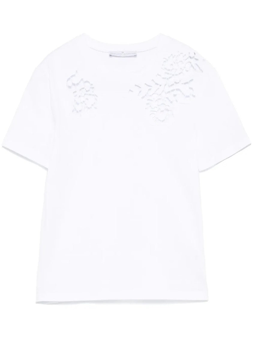 Ermanno Scervino Intricate Floral Cut-Out Short Sleeve Top