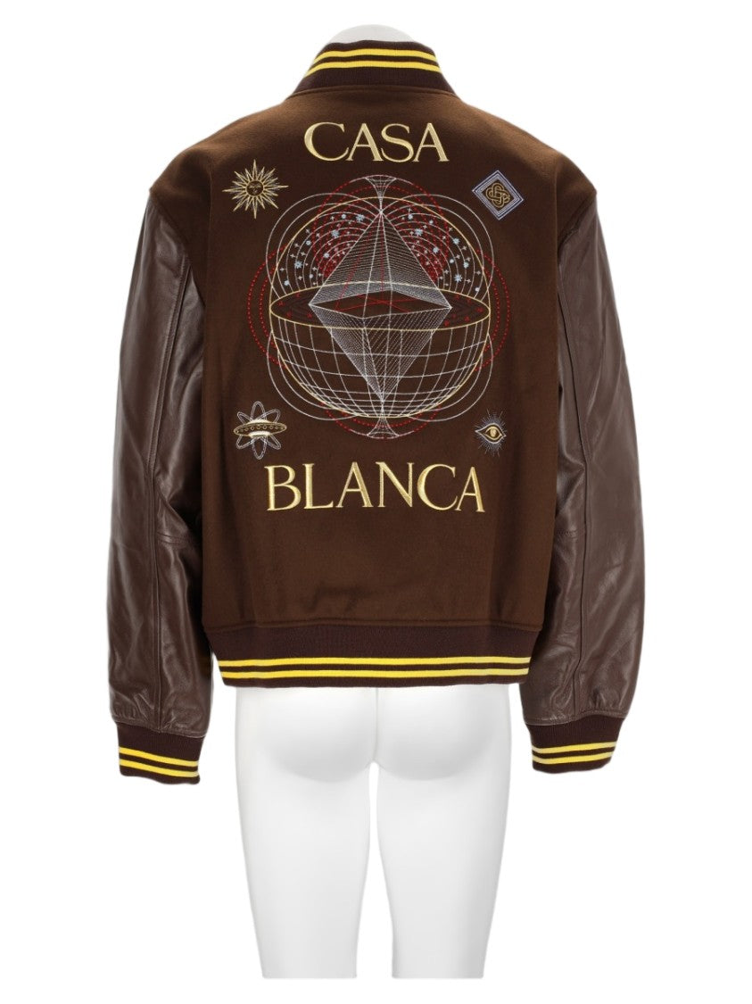 Casablanca Brown Embroidered Sleeved Virgin Wool-Blend Sports Jacket