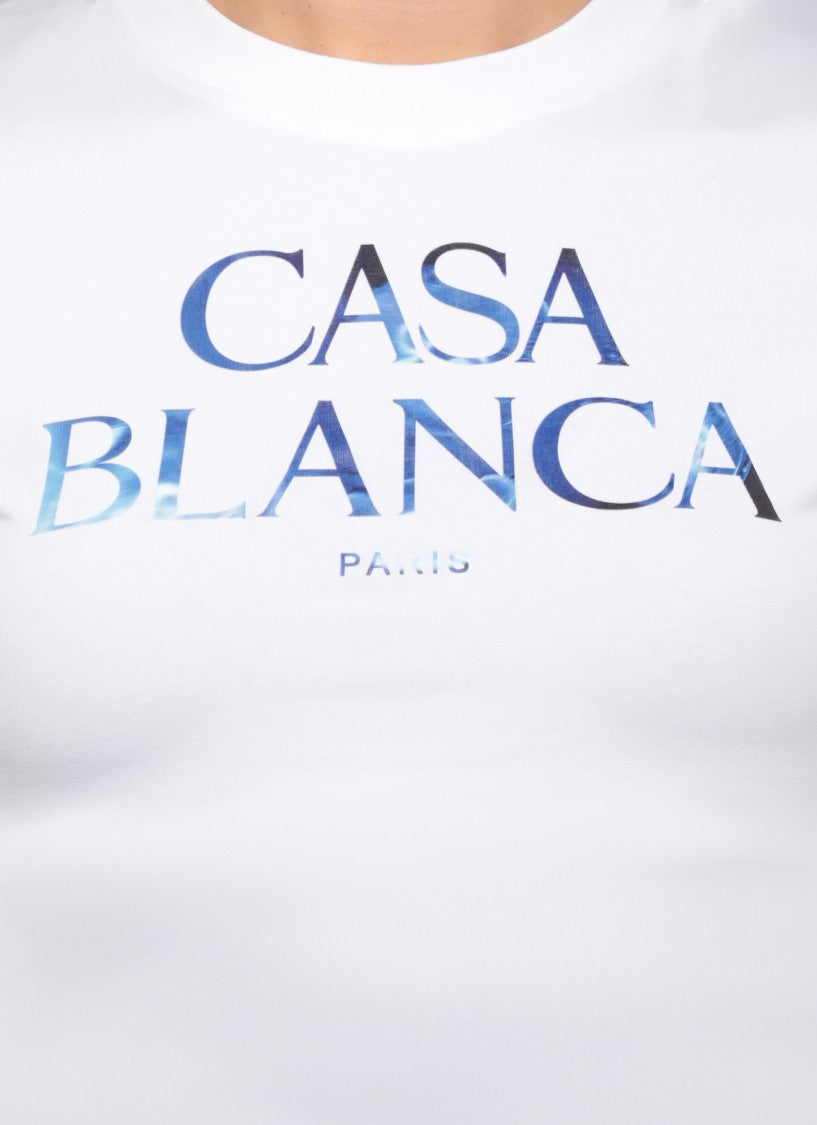 Casablanca White Meduse Sportive Logo Cropped Cotton T-Shirt