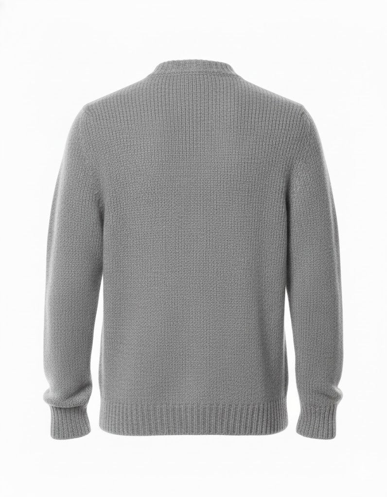 Fabrizio Del Carlo Men’S Grey Wool-Blend Crewneck Sweater