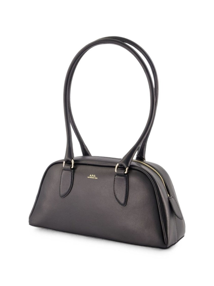 A.P.C. Elongated Black Cowhide Handbag With Gold-Tone Hardware