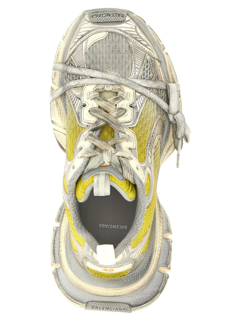 Balenciaga Used-Effect Mesh Sneakers With Embossed Details