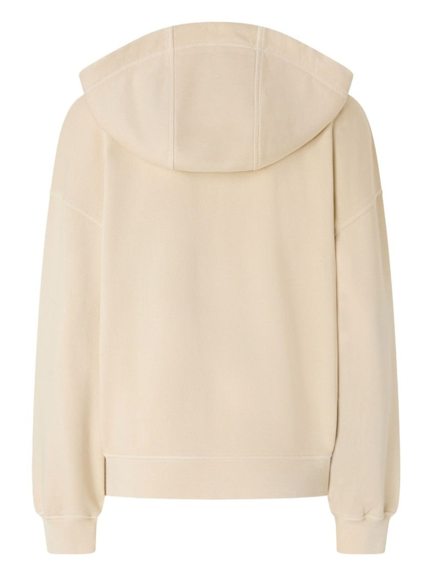 Pinko Relaxed Fit Beige Hoodie With Kangaroo Pocket