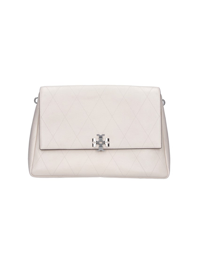 Tory Burch Cream Charlie Quilted Leather Shoulder Bag