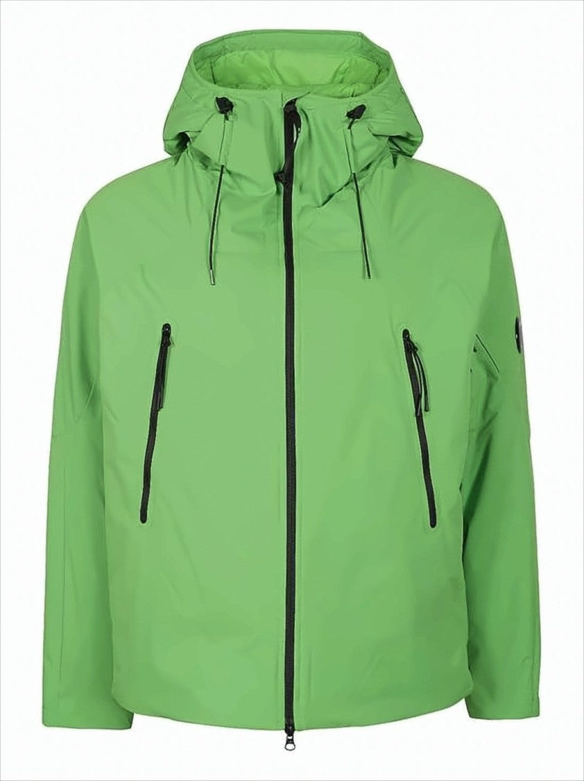C.P. Company Vibrant Green Lightweight Hooded Jacket With Zip Closure And Patch