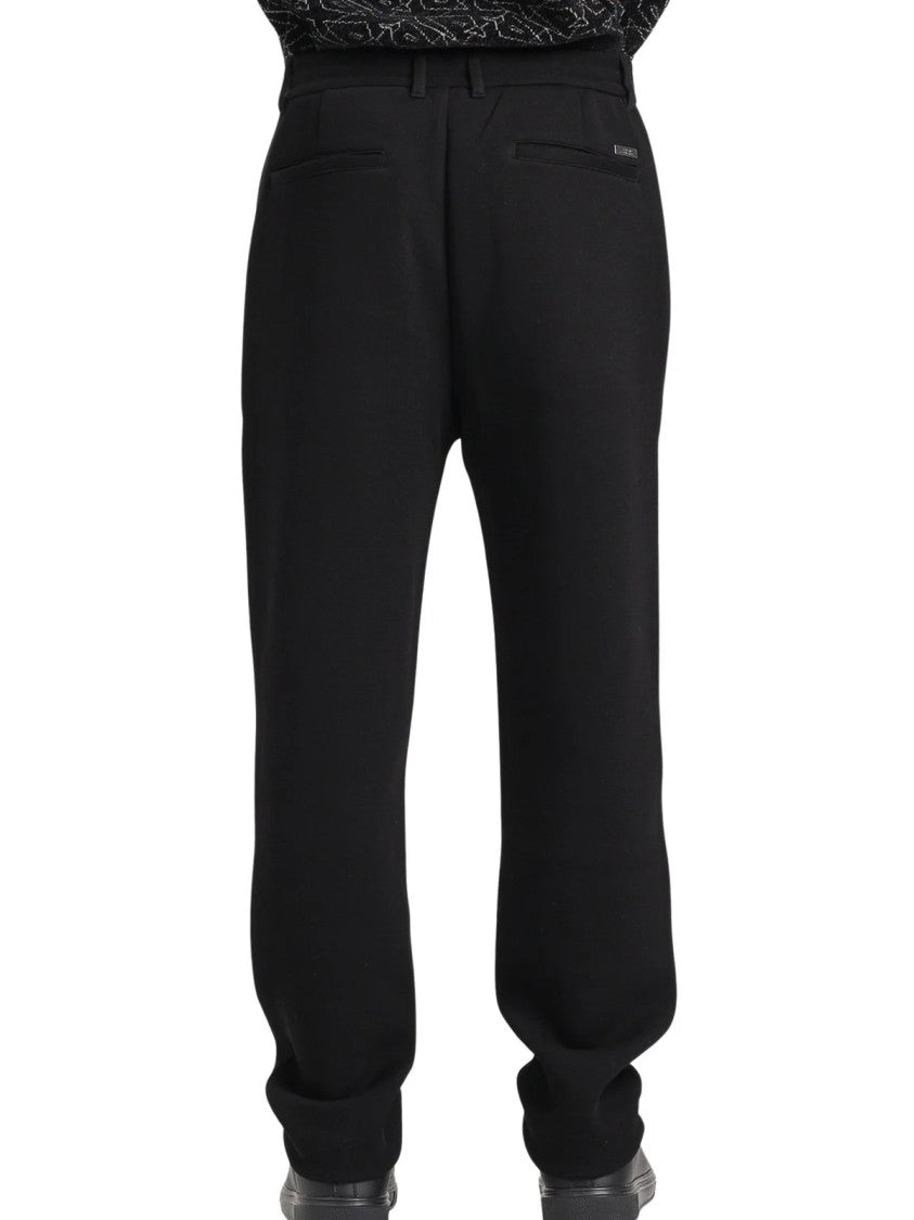 Armani Exchange Black Straight-Leg Flexible Cotton-Blend Pants