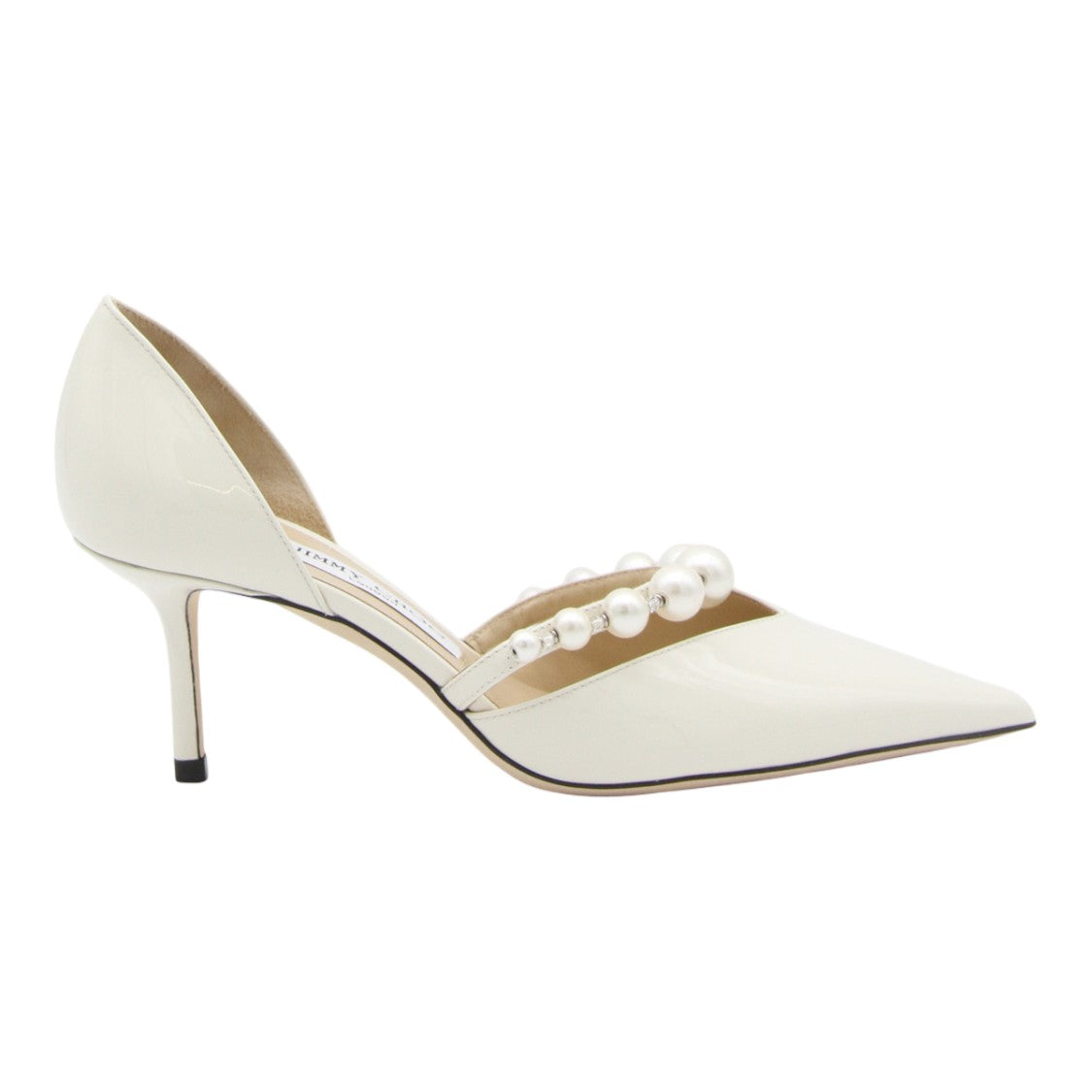 Jimmy Choo Pointed-Toe Pump With Mid-Height Stiletto And Pearl-Like Embellishments