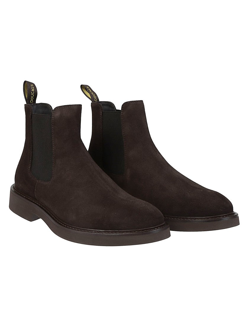 Doucal's Flat Suede Elastic Side Panels Ankle Boots