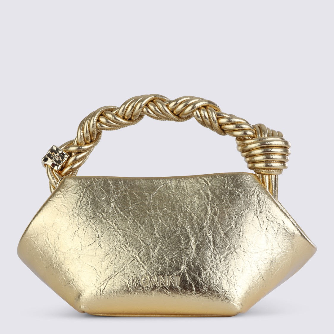 Ganni Sculptural Gold Top Handle Bag