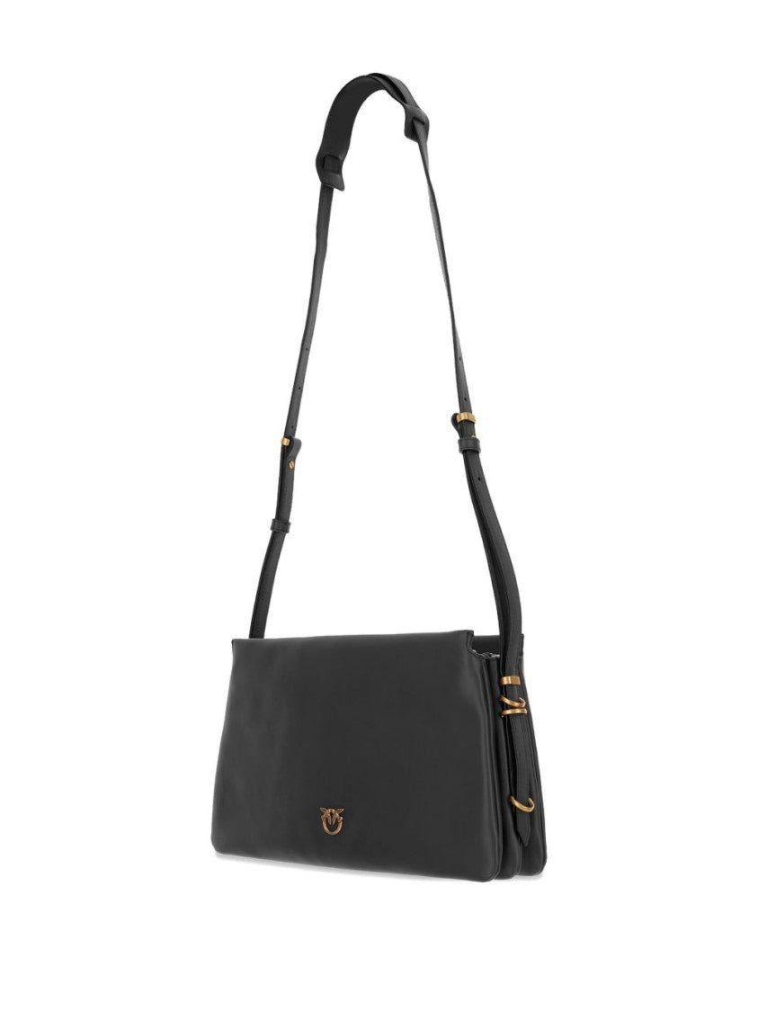 Pinko Rectangular Nero E Oro Shoulder Bag