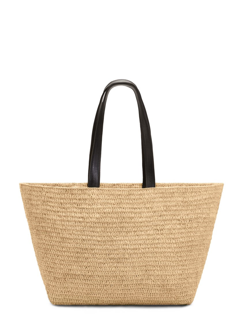 Ami Paris Natural Beige Woven Raffia Tote Bag