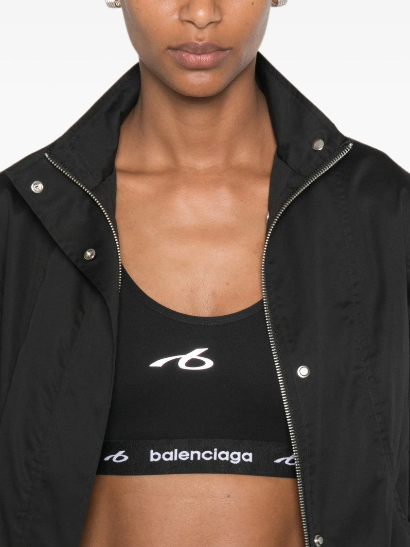 Balenciaga Cropped Black Bra Tank Top With Logo Detail