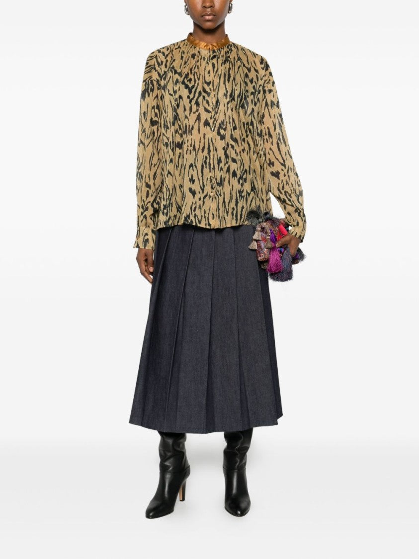 Forte Forte Loose-Fit Blouse With Abstract Animal Print