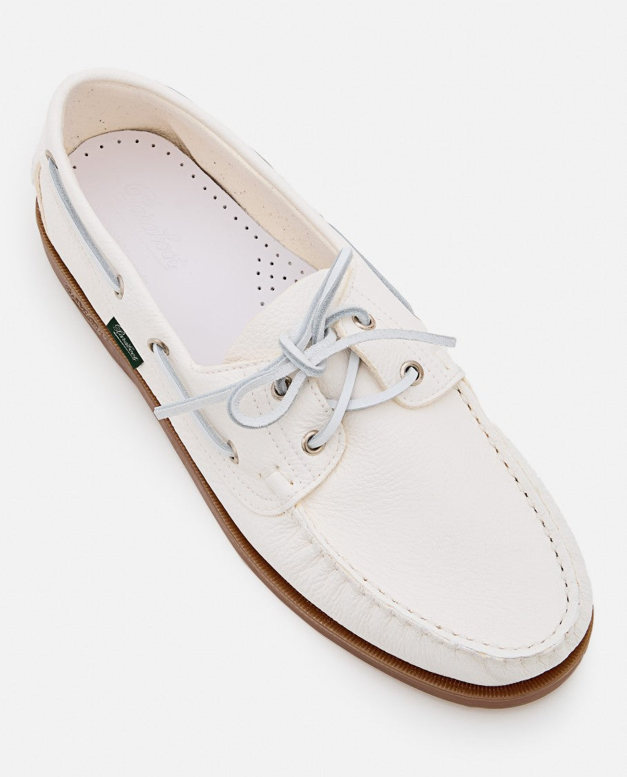 Paraboot Barth White Leather Loafers With Durable Rubber Sole