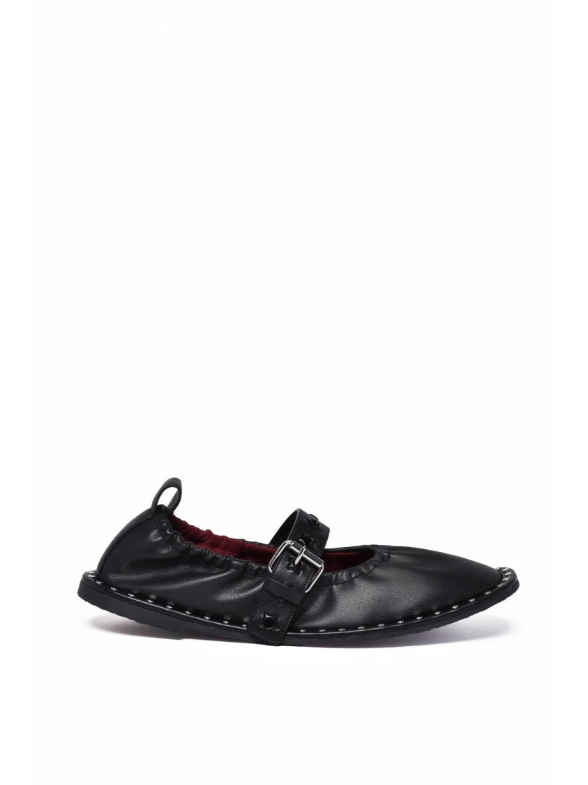 Stella Mccartney Black Studded Rubber Buckle Flats