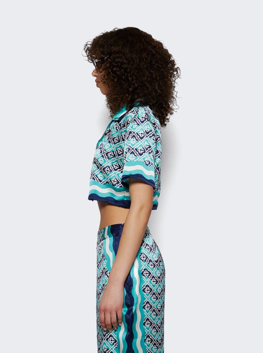 Casablanca Monogram Cropped Shirt Turquoise