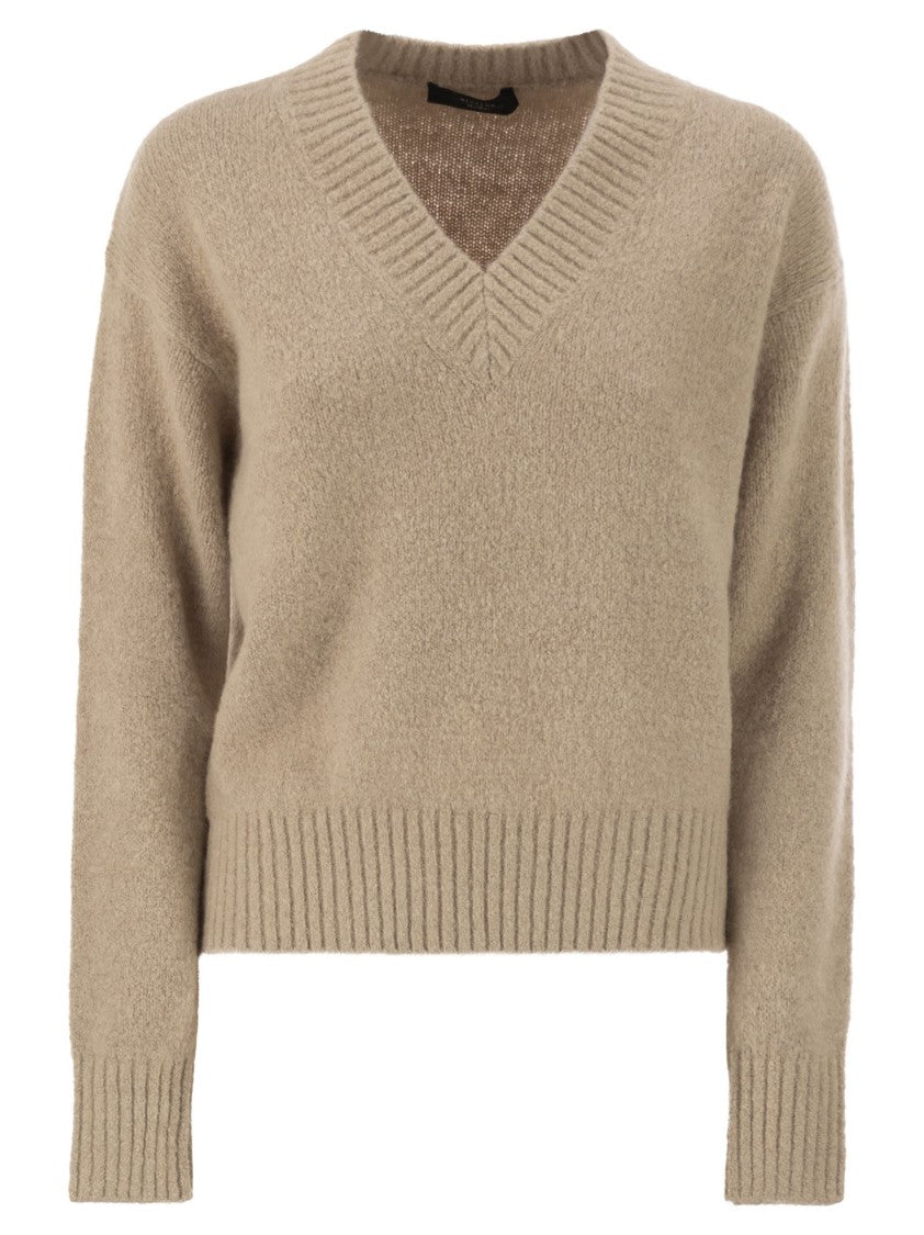 Max Mara Visita - V-Neck Sweater In Alpaca And Cotton