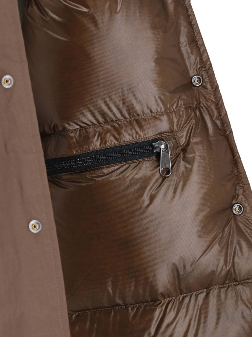 The North Face Brown Technical Fabric Padded Jacket With High Stand Collar