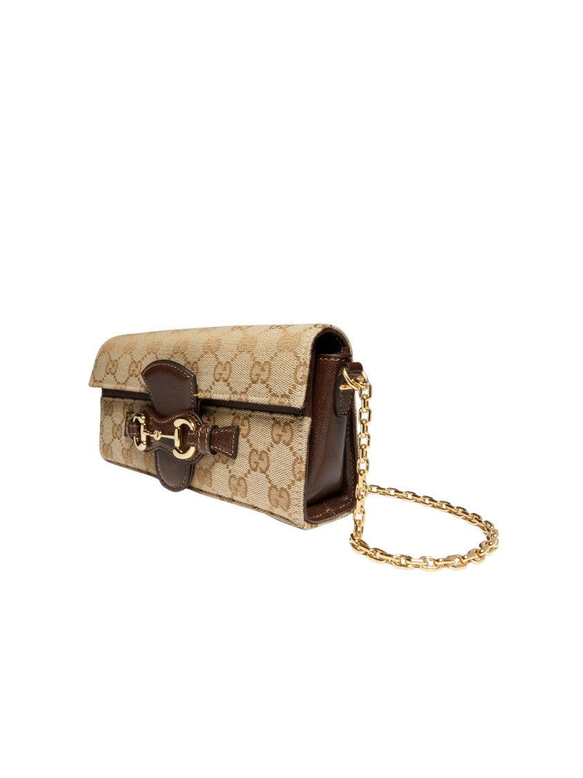 Gucci Original Gg Canvas Horsebit Shoulder Bag