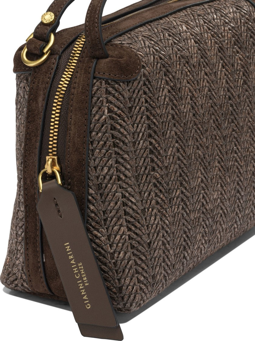 Gianni Chiarini Textured Woven Shoulder Bag With Gold-Tone Accents