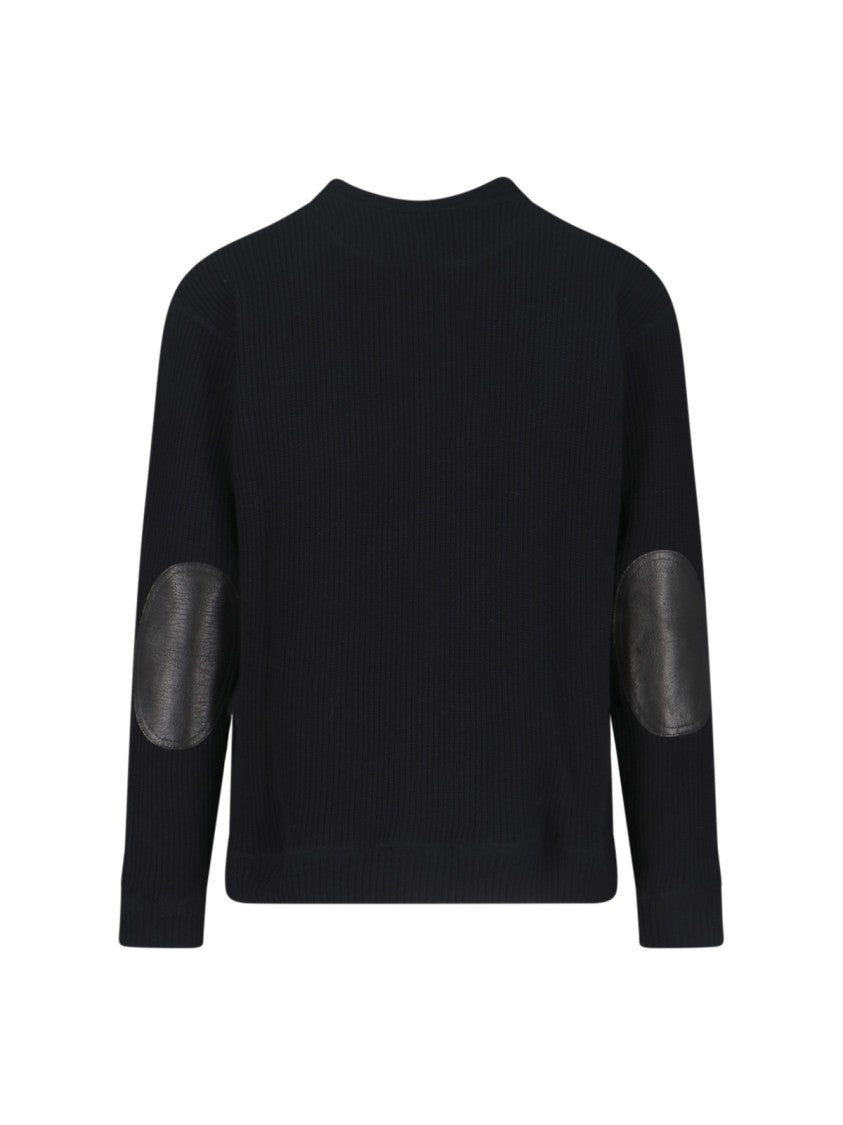 Junya Watanabe Cotton And Leather Cardigan, Black, Ribbed Construction