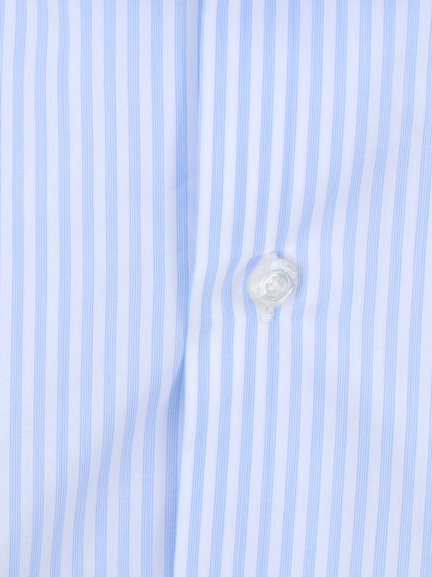 Finamore Light Blue Striped Shirt With Classic Collar