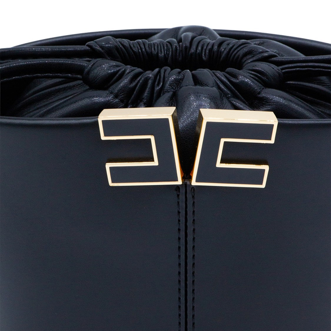 Elisabetta Franchi Structured Black Bucket Bag