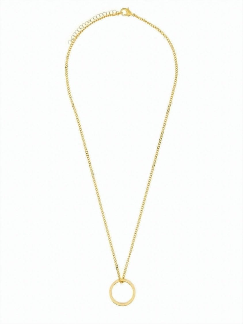 Mm6 By Maison Margiela Polished Brass Necklace With Circular Pendant