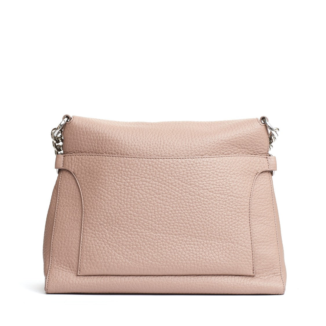Orciani Leather Blush Handbag With Silver Chain Handle