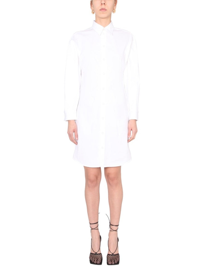 Bottega Veneta Relaxed Front Button Chemisier Dress With Kimono Sleeves