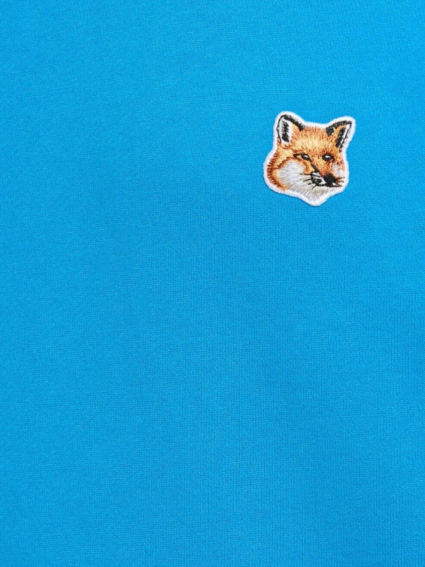 Maison Kitsuné Bright Blue Cotton Hoodie With Embroidered Fox Logo