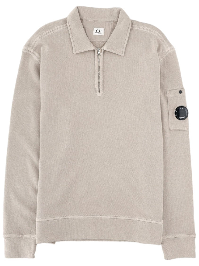 C.P. Company Beige Cotton Polo Collar Sweatshirt