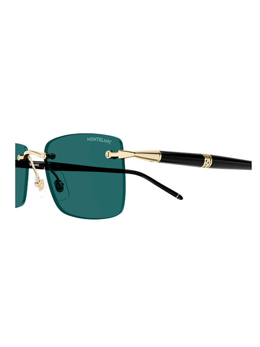 Montblanc Metallic Mb0344s Rectangular Gold Sunglasses