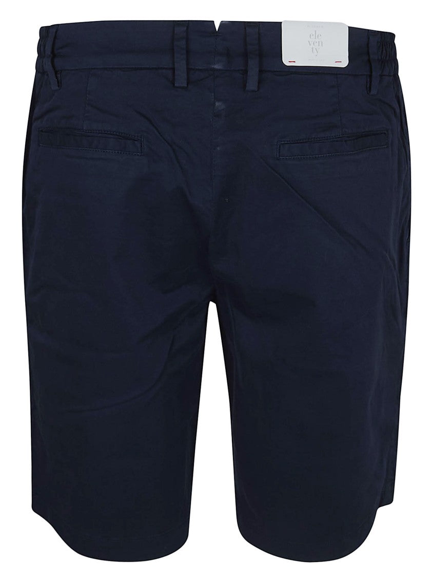 Eleventy Knee-Length Tailored Cotton Shorts With Elastic Waistband