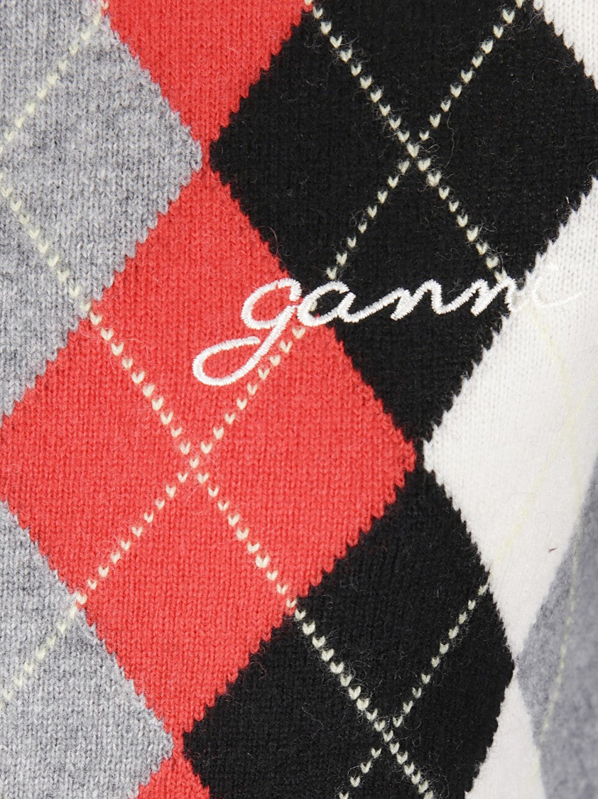Ganni Argyle Knit Cardigan