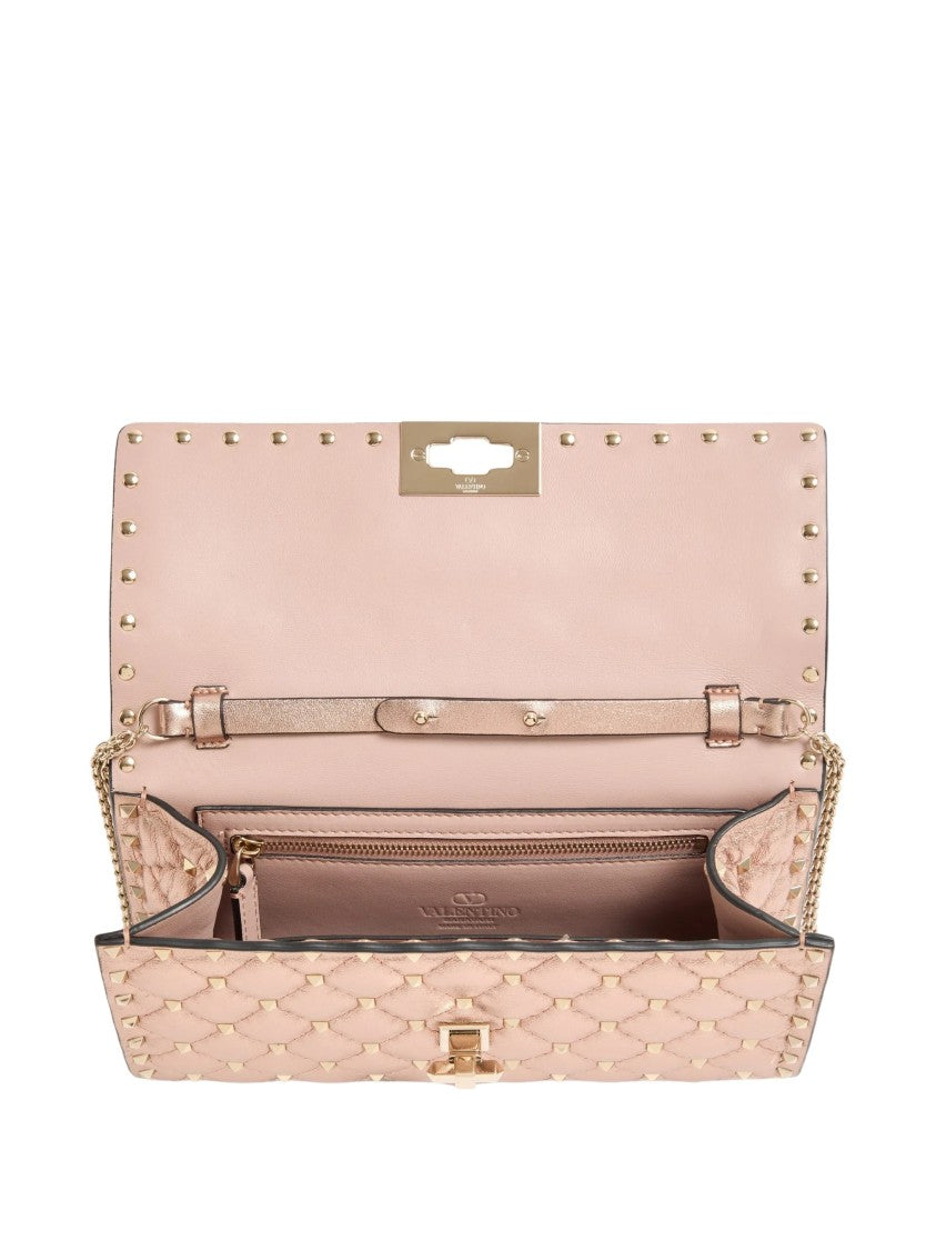 Valentino Quilted Metallic Studded Chain Shoulder Bag