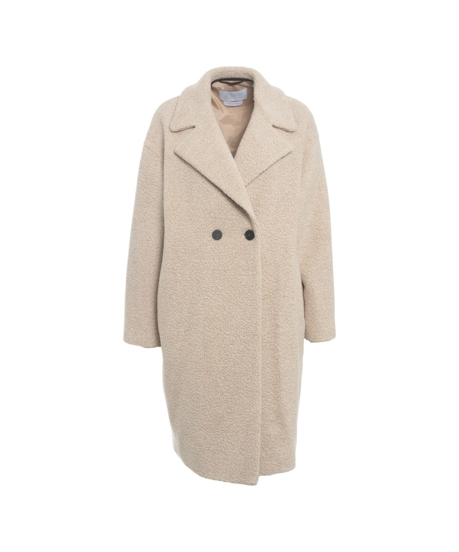 Harris Wharf London Double-Breasted Teddy Coat With Classic Notched Collar