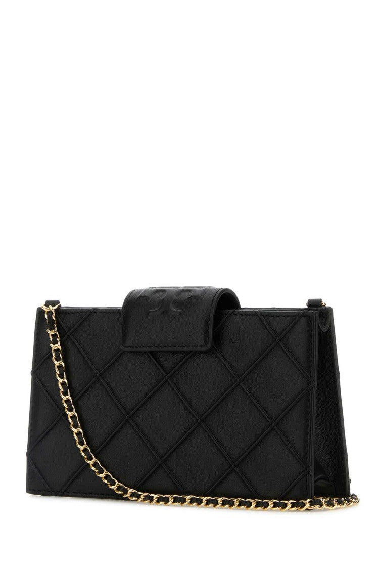 Tory Burch Black Leather Fleming Crossbody Bag